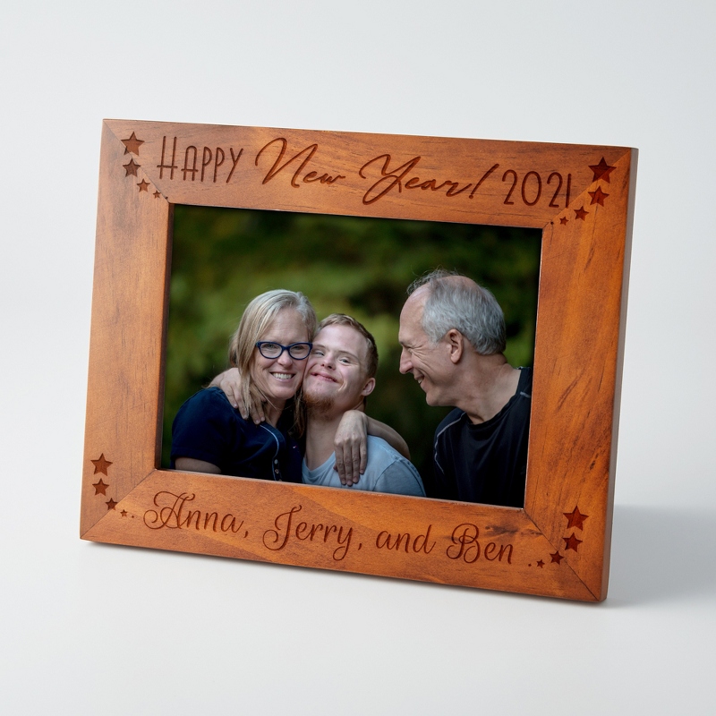 Image of Personalized Happy New Year 2021 Pinewood Frame