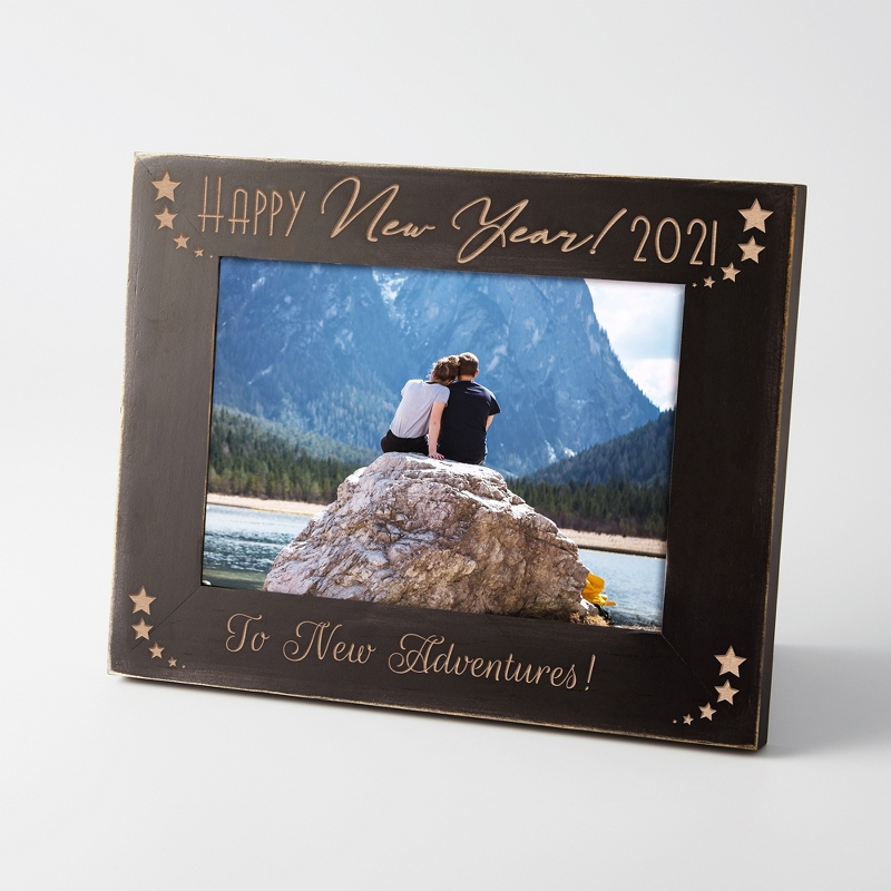 Image of Personalized Happy New Year 2021 Black Pinewood Frame