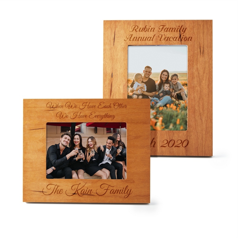 Image of Laser Engraved Personalized Cherry Wood Frame