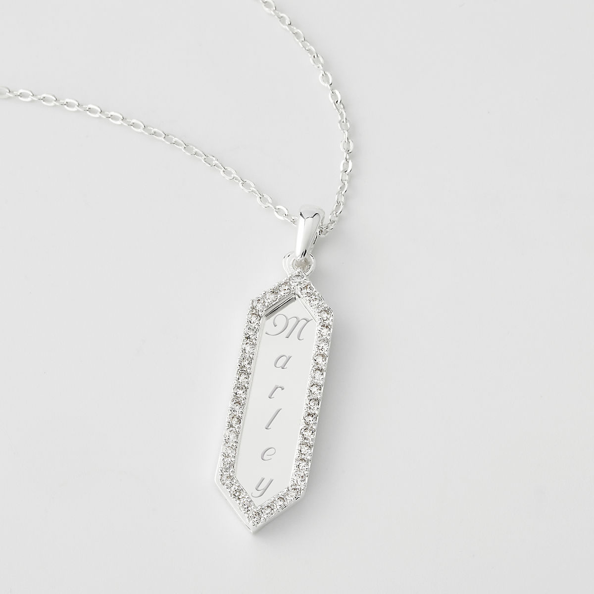 Silver T Bar and hexagon feature clasp necklace