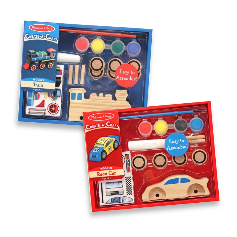 Decorate-Your-Own Wooden Train and Race Car Craft Kit