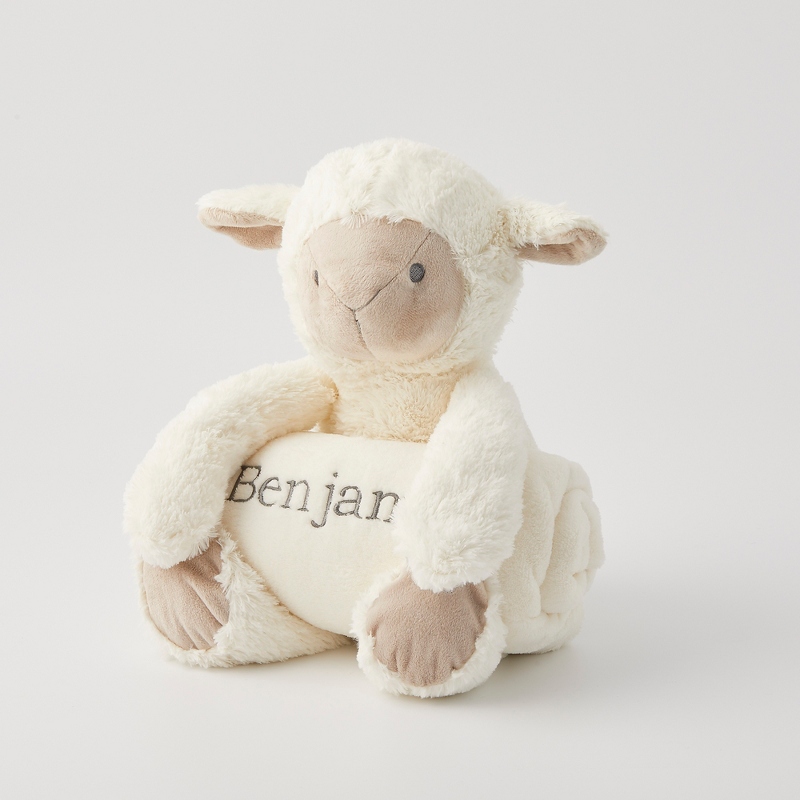 Lamb Bedtime Huggie and Personalized Blanket Set