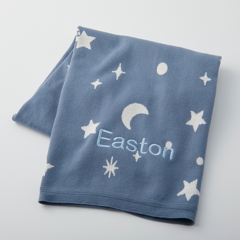 Celestial Cotton Knit Personalized Baby Blanket