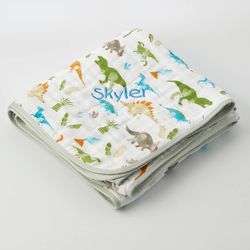 Personalized Dinosaur Muslin Blanket