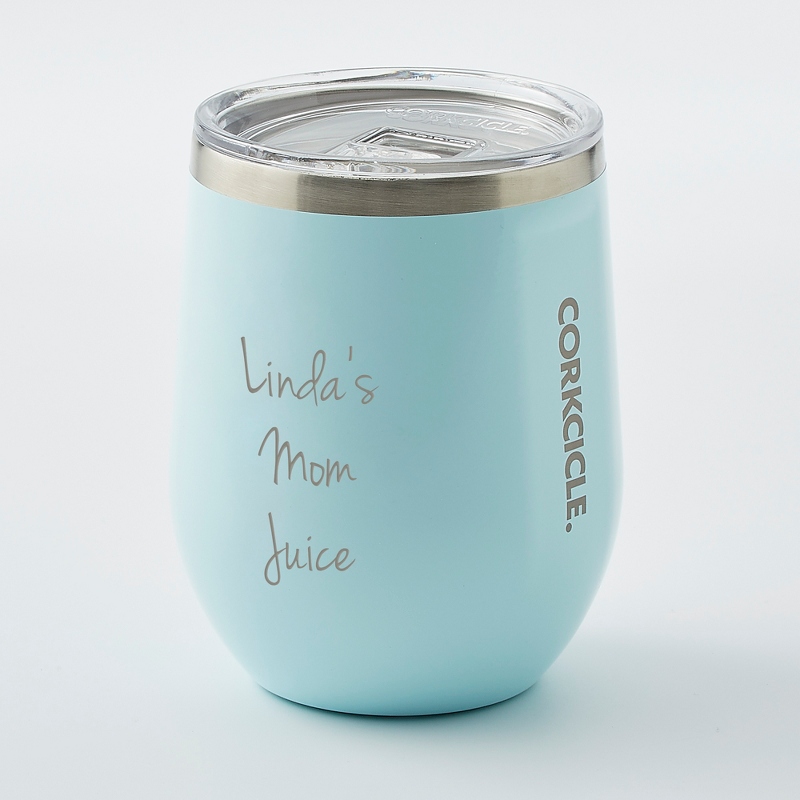 Personalized Corkcicle Powder Blue Stemless Wine Cup