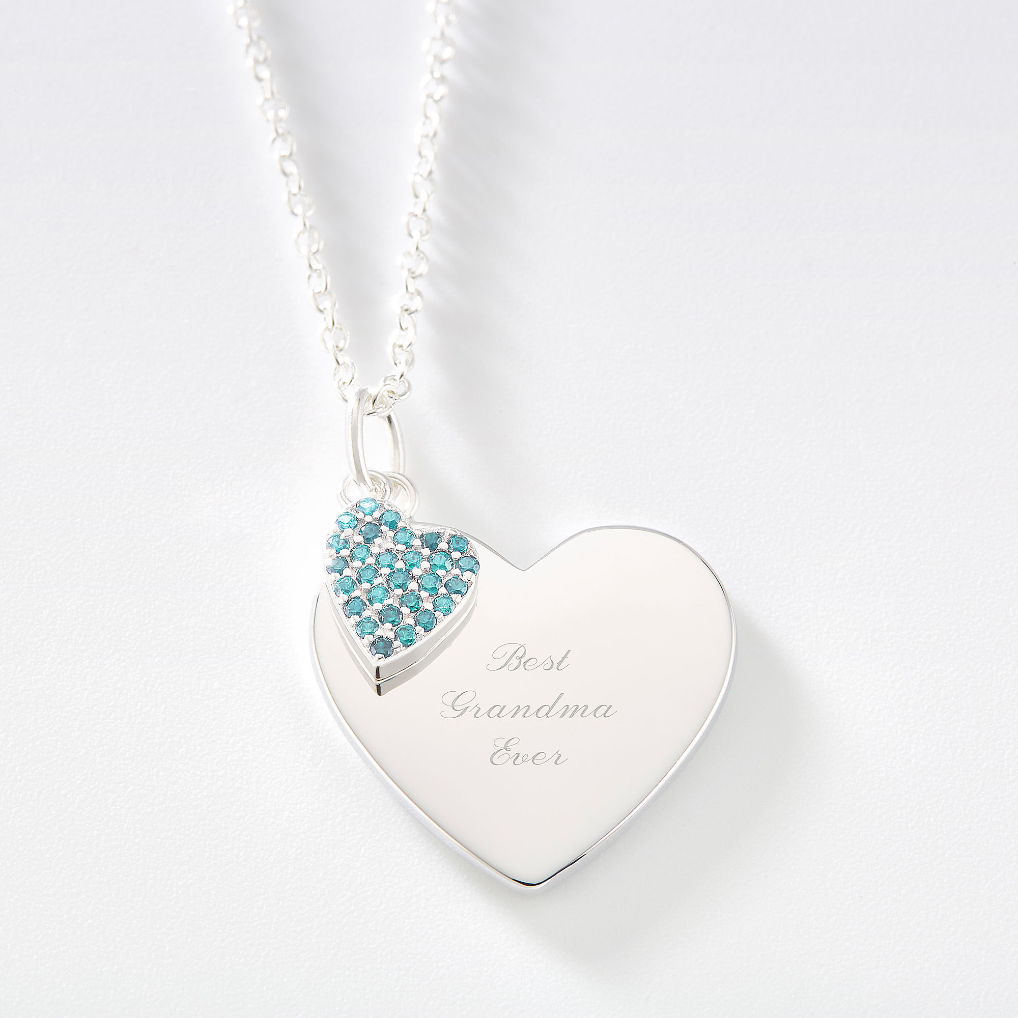 Elegant Sterling Silver 2018 Graduation Diploma Customizable Heart-Shaped Birthstone Pendant Necklace 