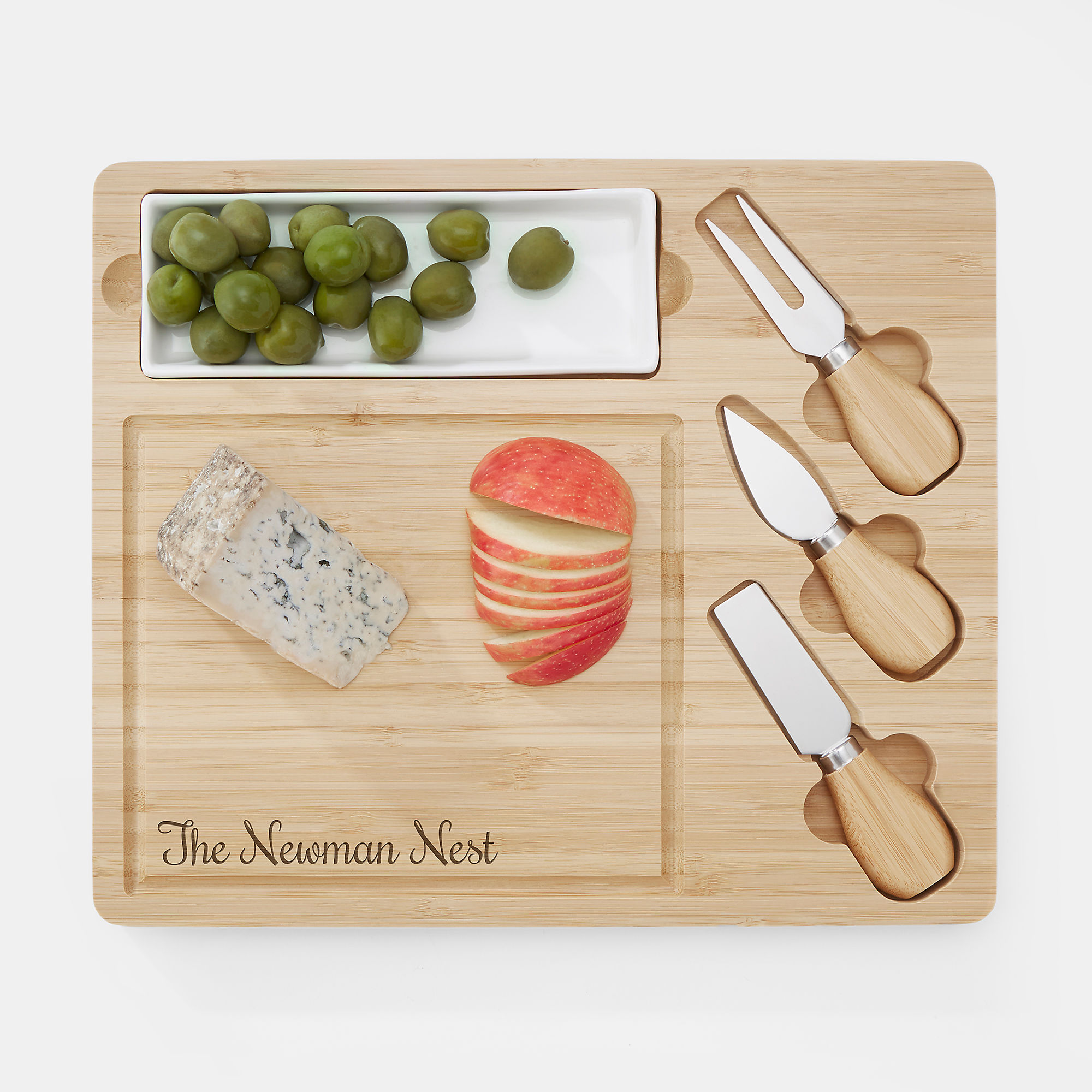 Charcuterie Board Personalized Cheese Board With Utensils 8 x 8 Bamboo Cheese Set with 4 Tools