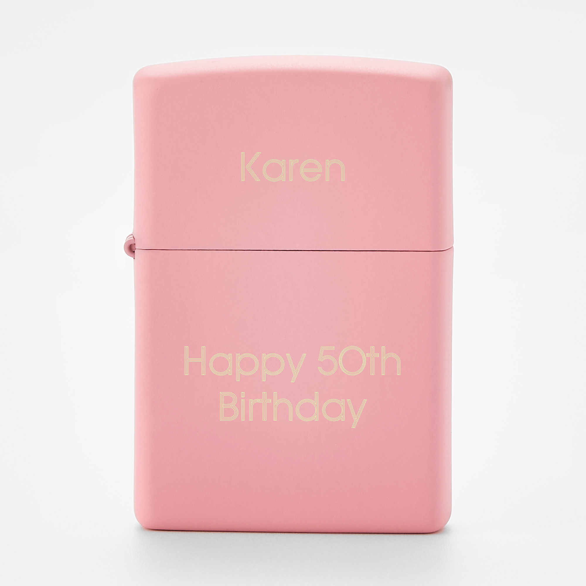 Pink Personalised Star Engraved Lighter In Gift Tin 
