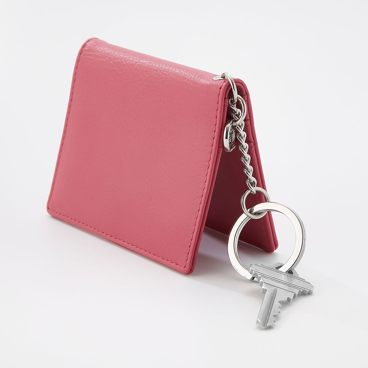 Jigsaw Leather Keyring Womens New Pink Bright Pink 