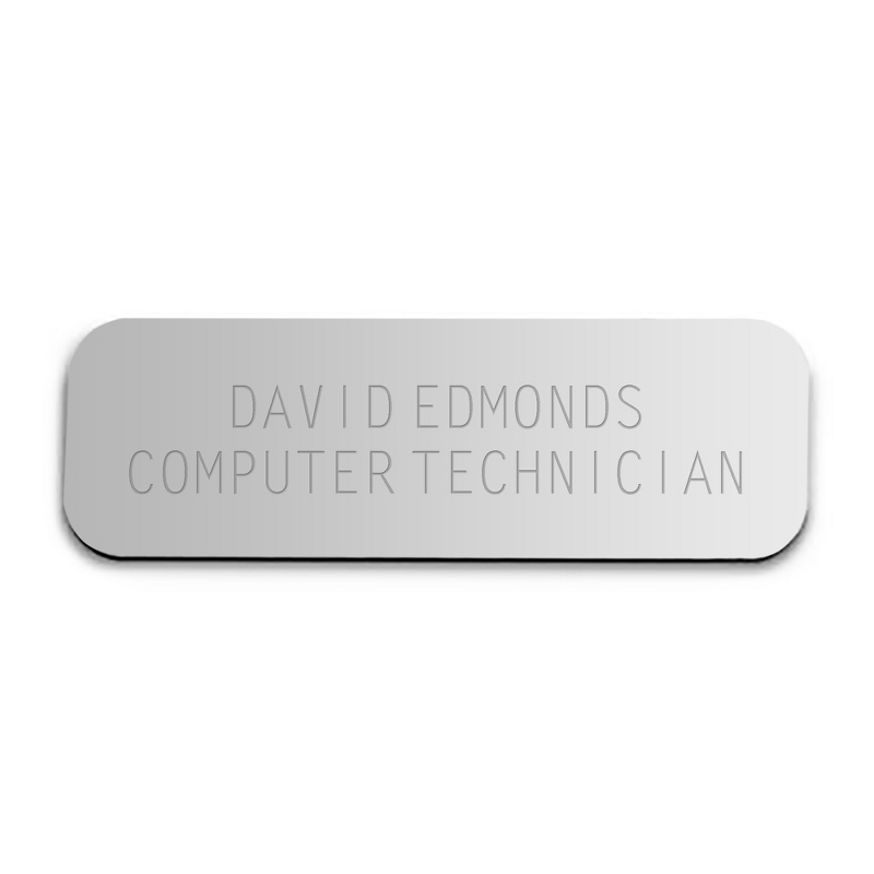 Image of 1 x 3 Silver Plastic Name Badge