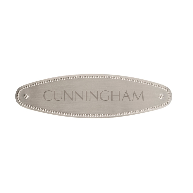 Image of Silver Beaded Oval Name Plate