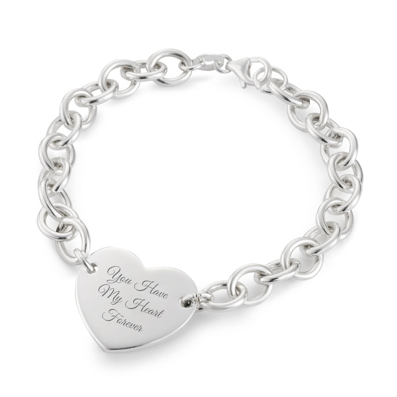 Image of Sterling Silver Open Link Heart Bracelet