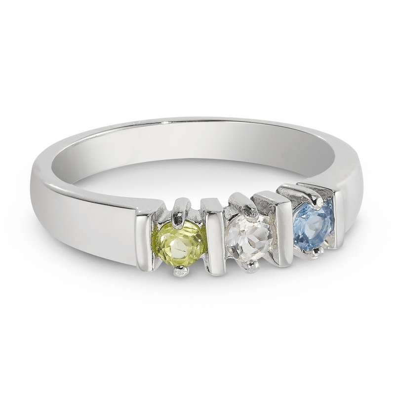 Image of Sterling Silver 3 Birthstone Ring