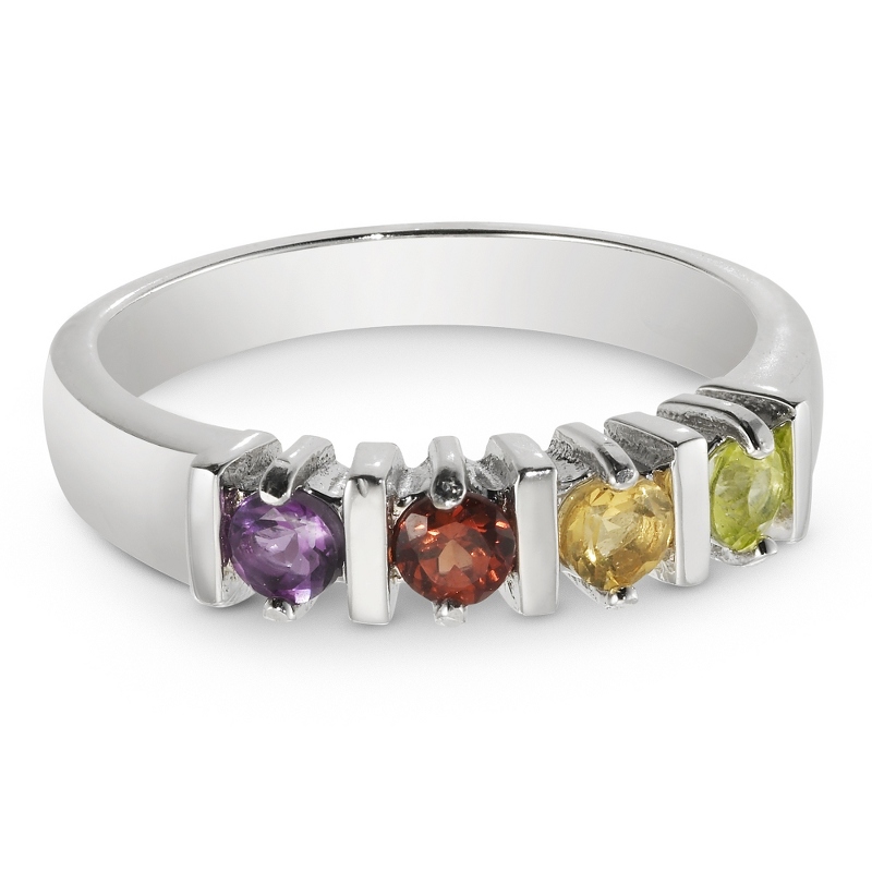 Image of Sterling Silver 4 Birthstone Ring