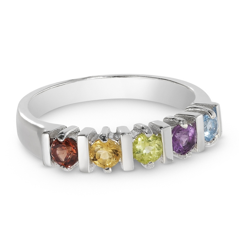 Image of Sterling Silver 5 Birthstone Ring