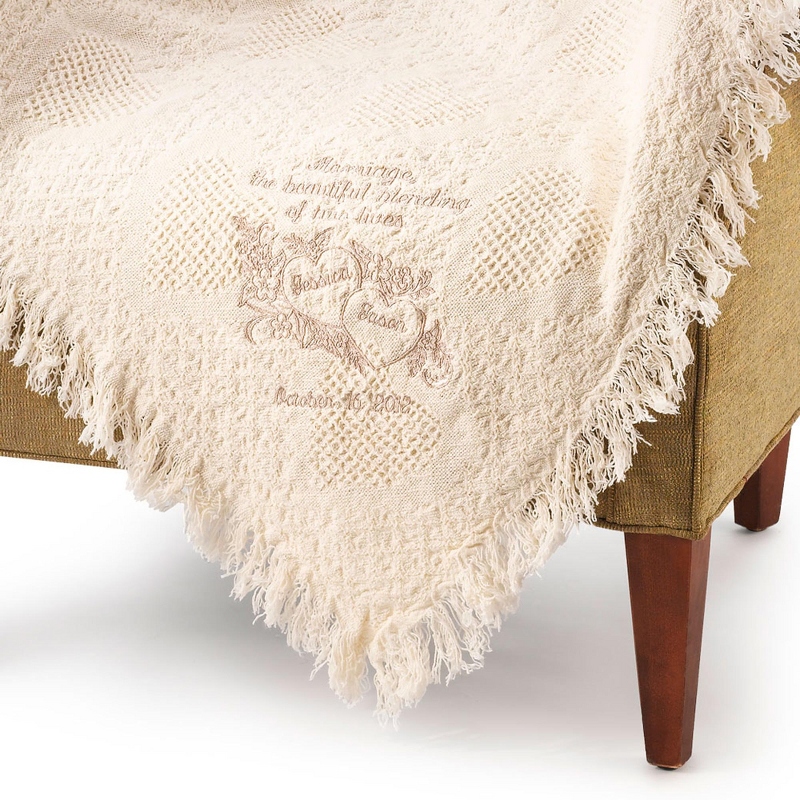 Image of Blending of Lives Marriage Throw in Tan