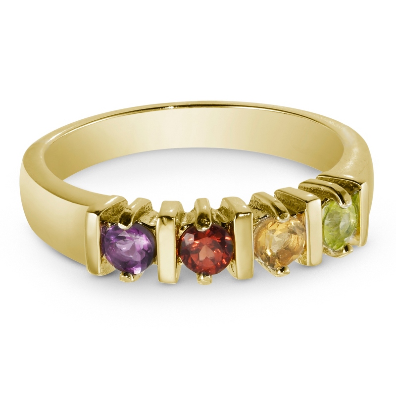 Image of 14K Gold and Silver Genuine 4 Birthstone Ring