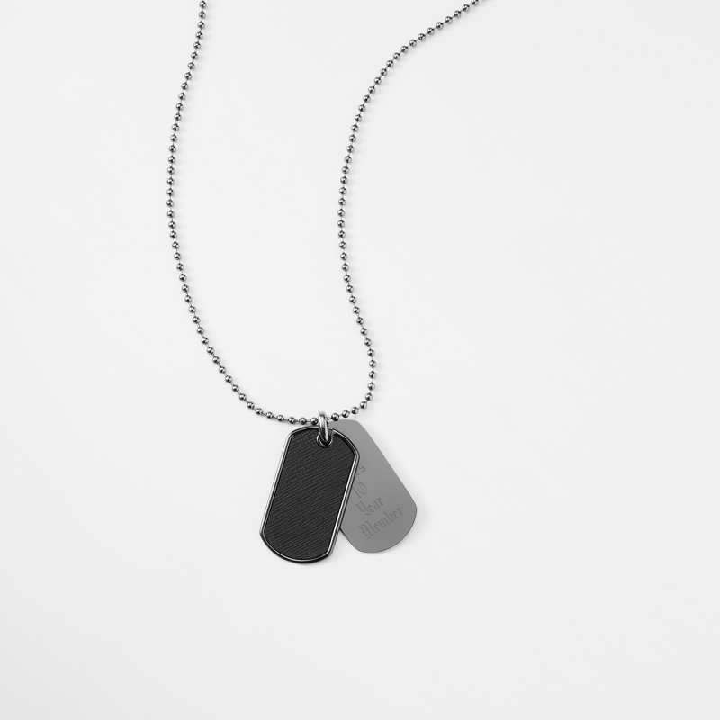 Image of Black Textured Dog Tag- Vertical