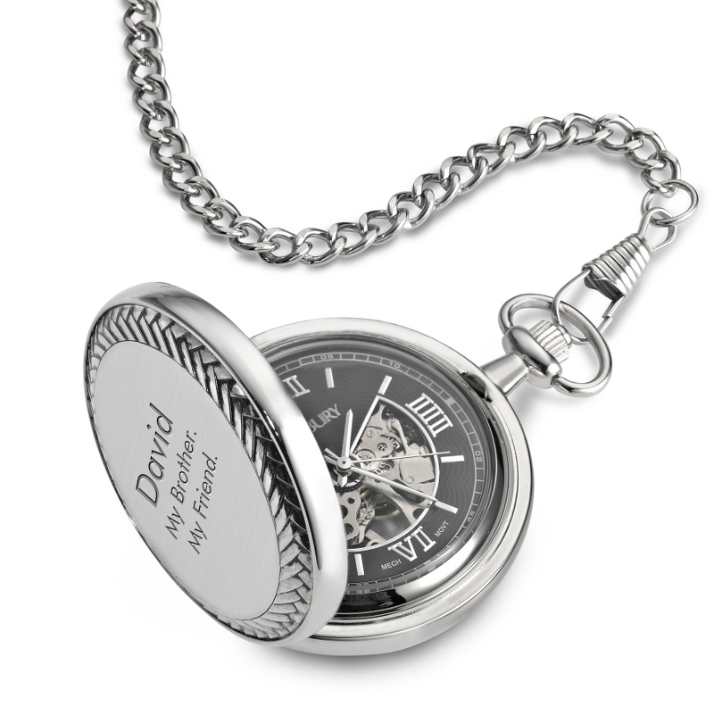 Image of Black Dial Skeleton Pocket Watch