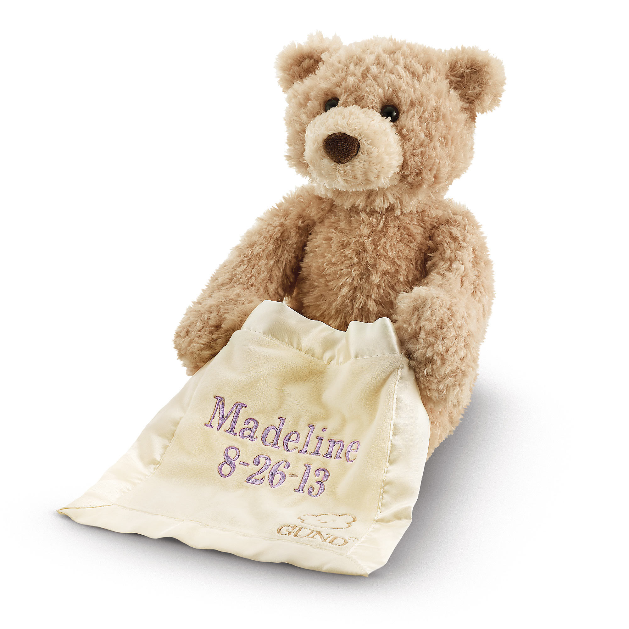 GUND Personalized Peek A Boo Teddy Bear Brown Plush Toy 
