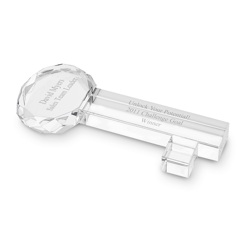 Image of Key Shaped Crystal Paperweight
