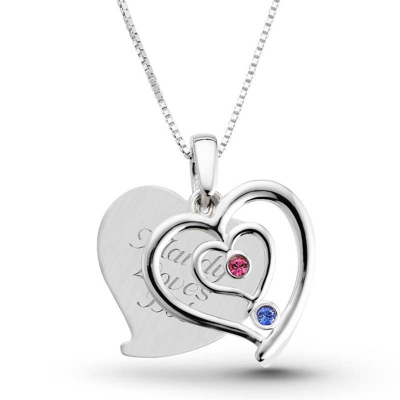 Sterling Couples Birthstone Heart Necklace
