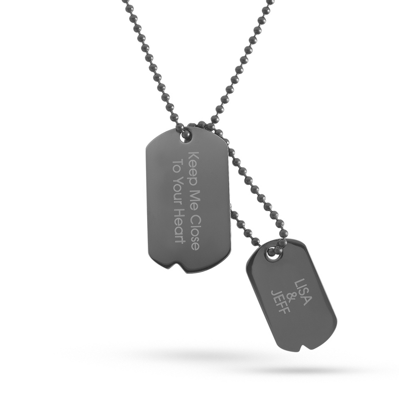 Image of Engraved Gunmetal Double Dog Tag- Horizontal