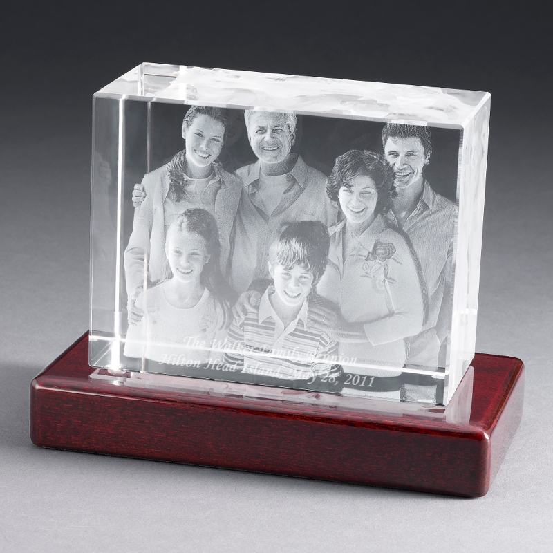 Image of Landscape 6" Photo Crystal with Rosewood Base