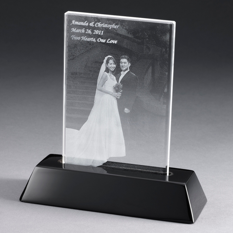 Image of Portrait Flat Photo Crystal with Black Base