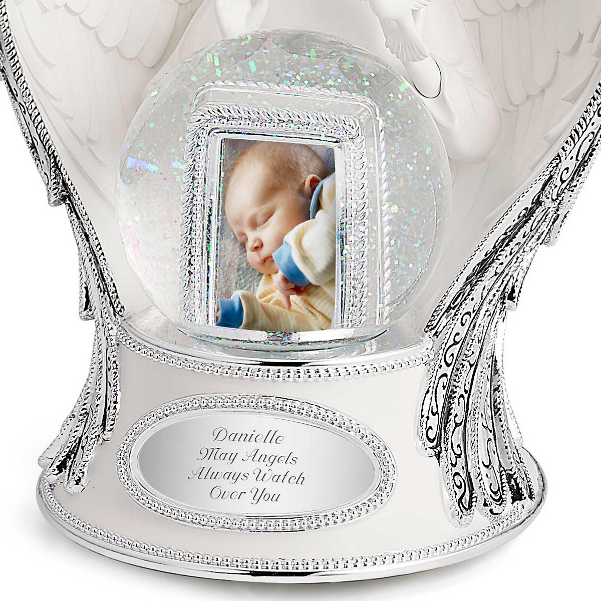 Upgraded Moon Child Singeek Sweet Dreams Guardian Angel Baby Musical Snow Globe with 32 Songs and Automatic Snowfall,100mm 6 Tall Souvenirs Collection