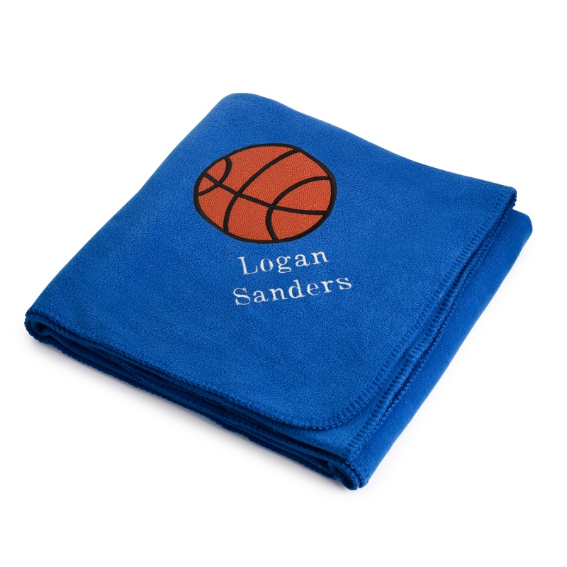 Image of Basketball Design on Royal Fleece Blanket