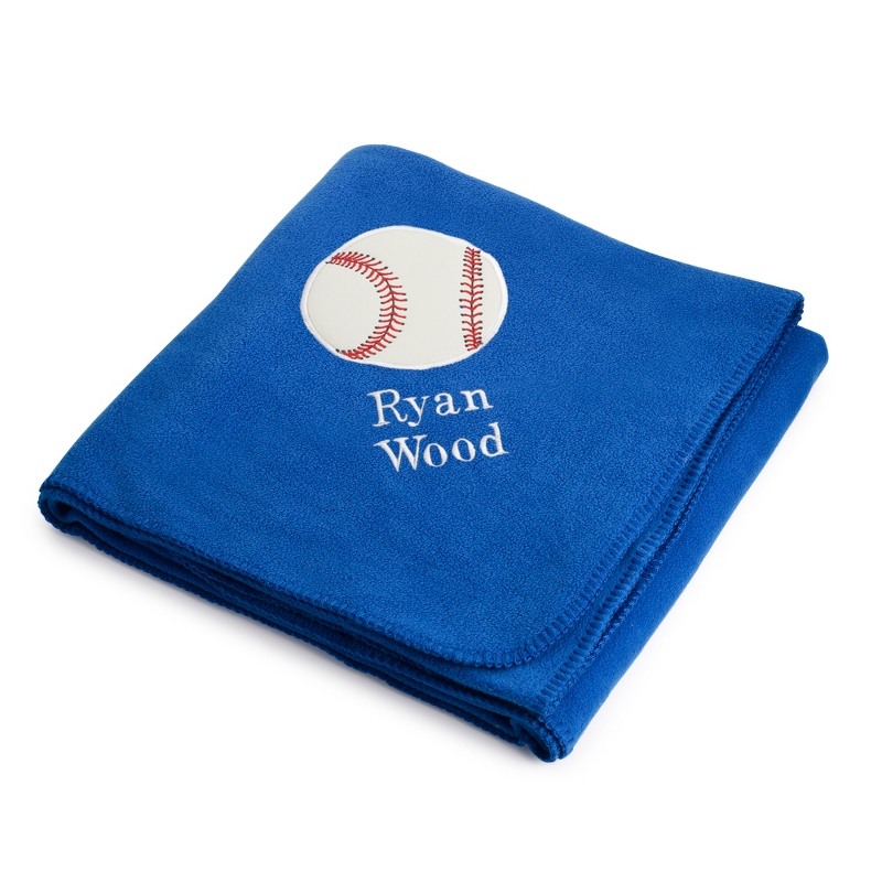 Baseball Design on Royal Fleece Blanket