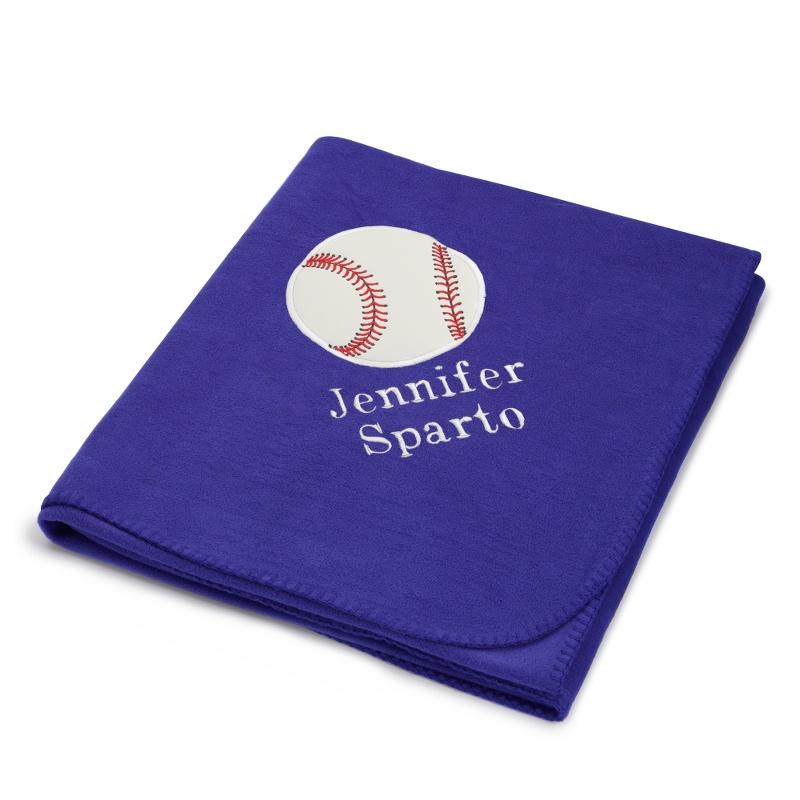 Baseball Design on Purple Fleece Blanket