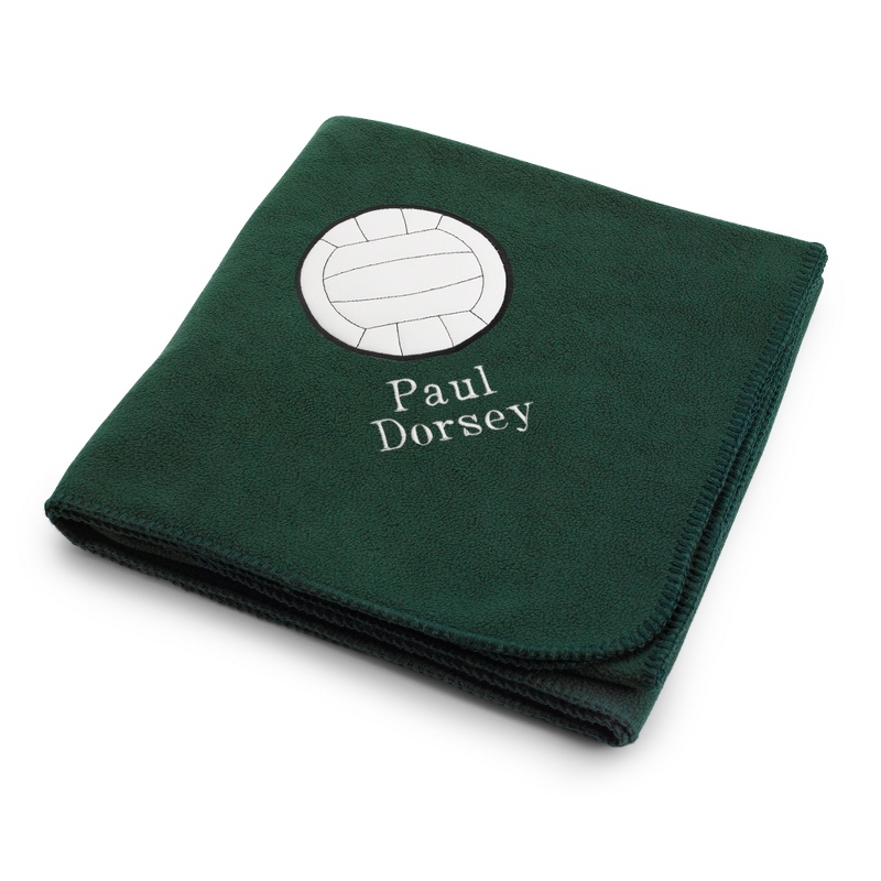 Volleyball Design on Forest Green Blanket