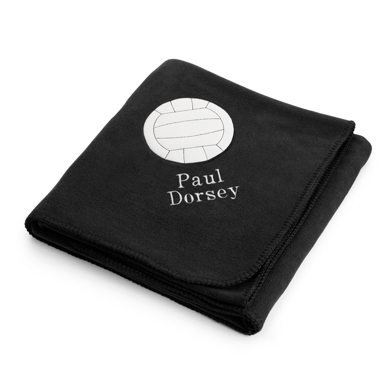 Volleyball Design on Black Fleece Blanket