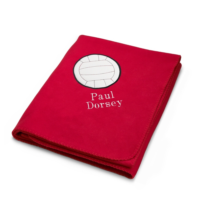 Volleyball Design on Red Fleece Blanket