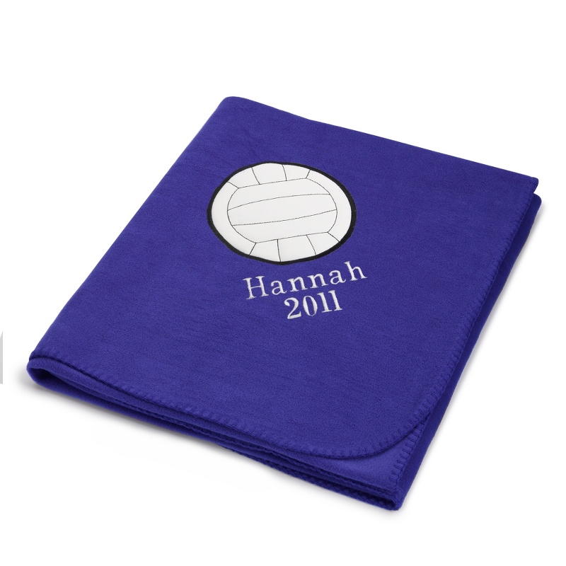 Volleyball Design on Purple Fleece Blanket