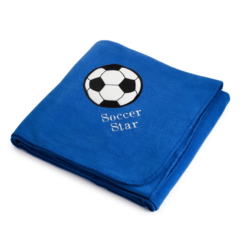 Soccerball Design on Royal Fleece Throw