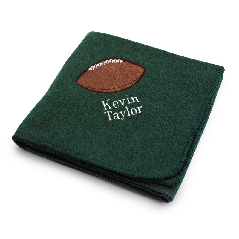 Football Design on Forest Fleece Blanket