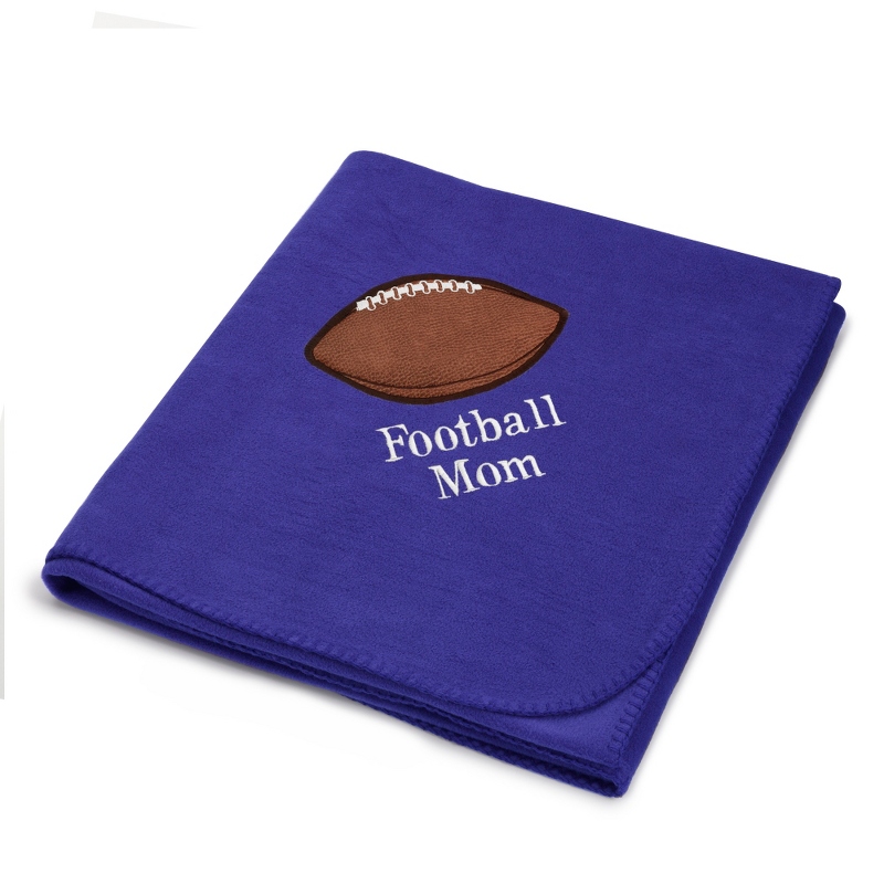 Football Design on Purple Fleece Blanket