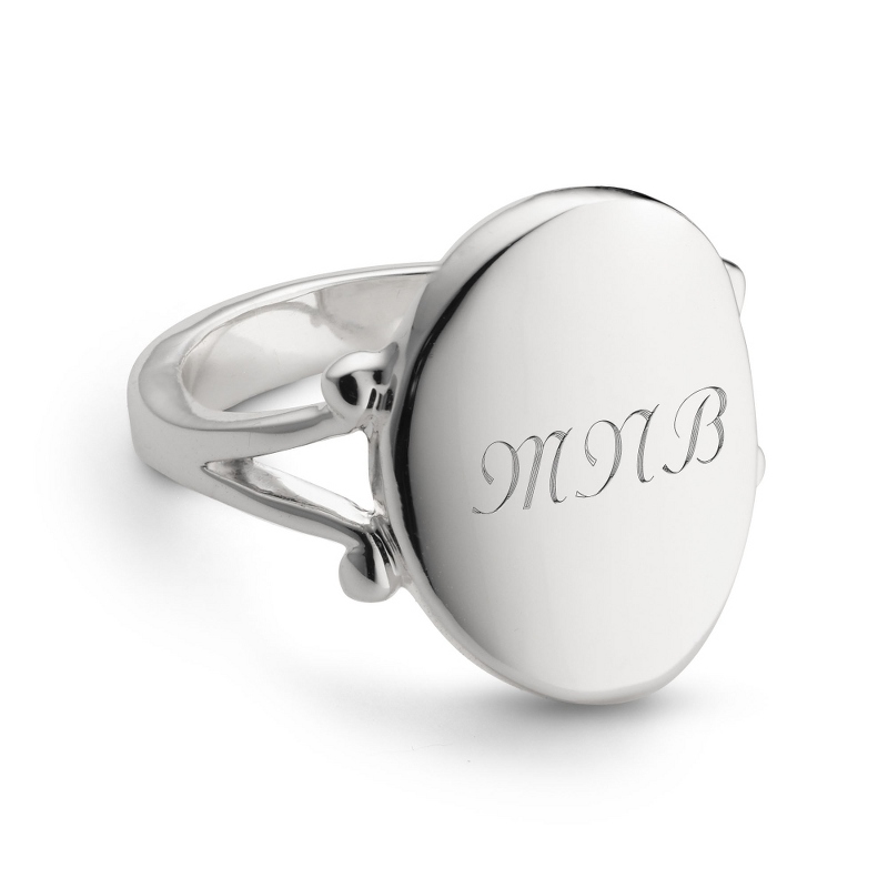 Image of Sterling Oval Signet Ring - Size 8