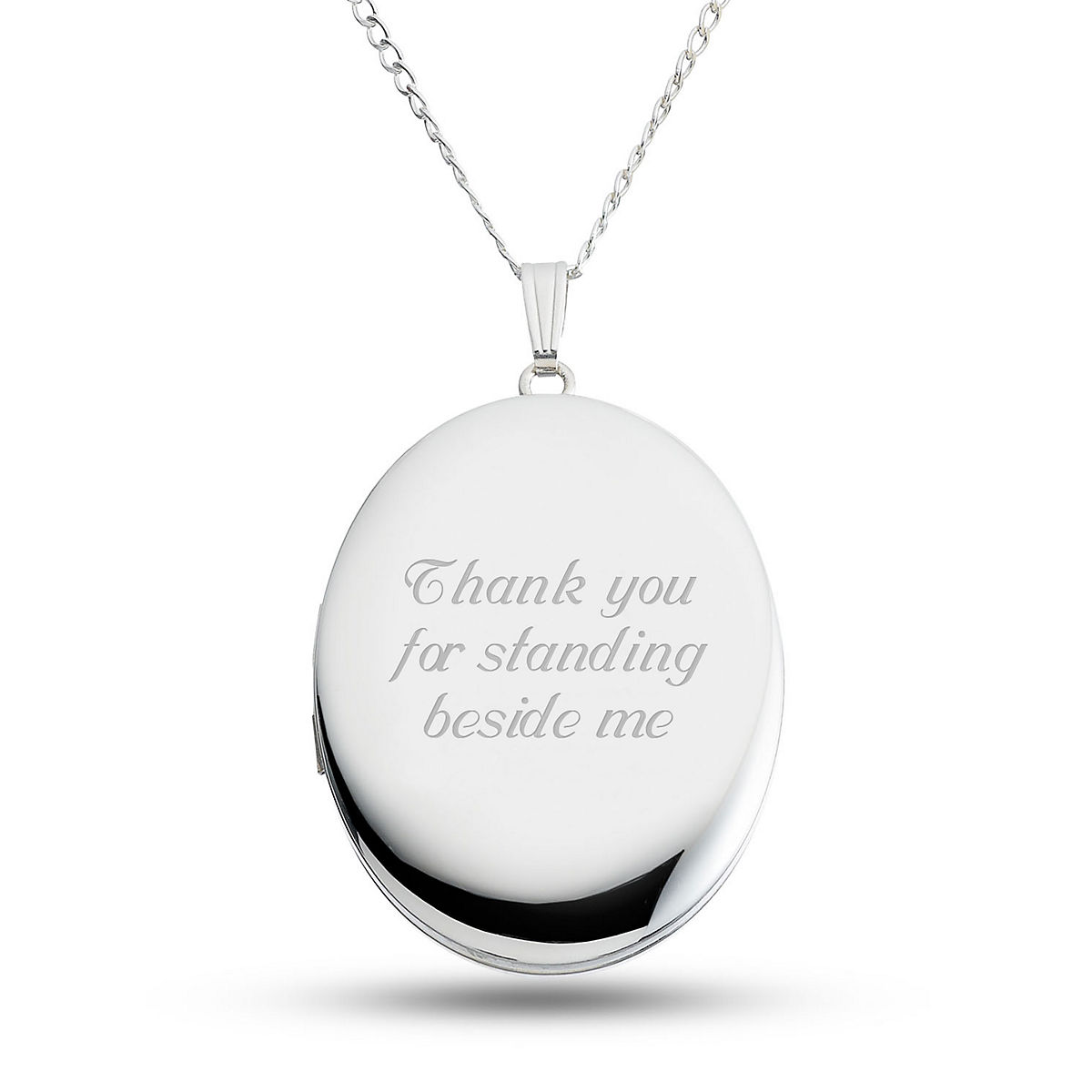 SL1003 925 Sterling Silver Large Size 34mm X 28mm Edge Engraved Oval Locket 