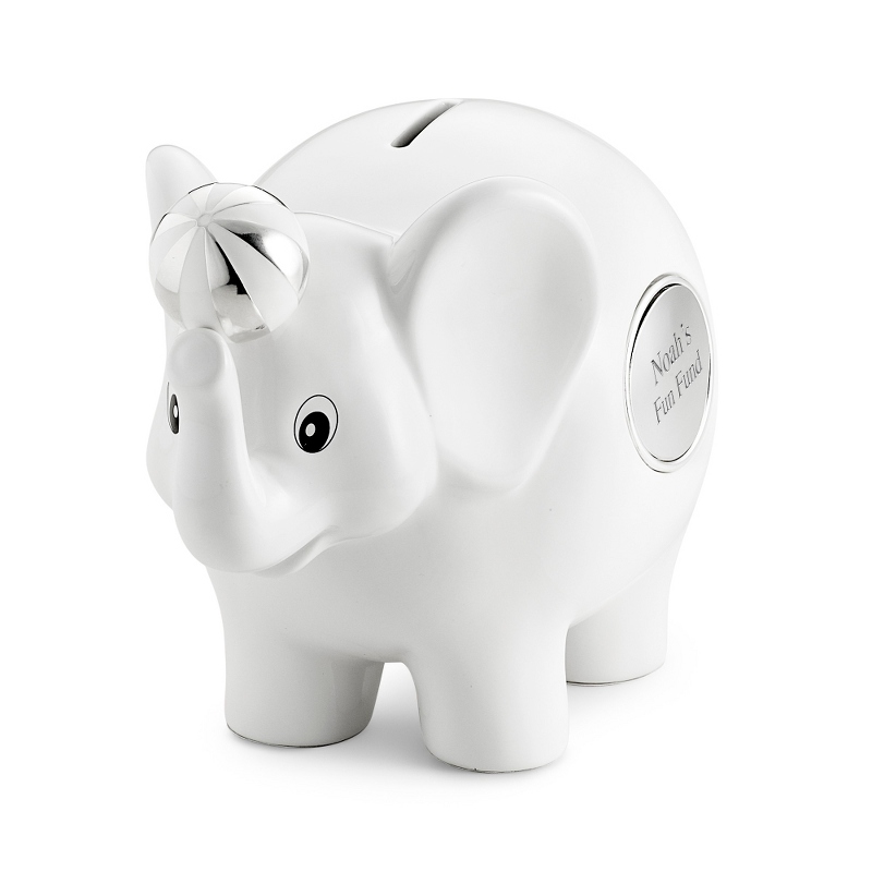 Image of White Ceramic Elephant Bank