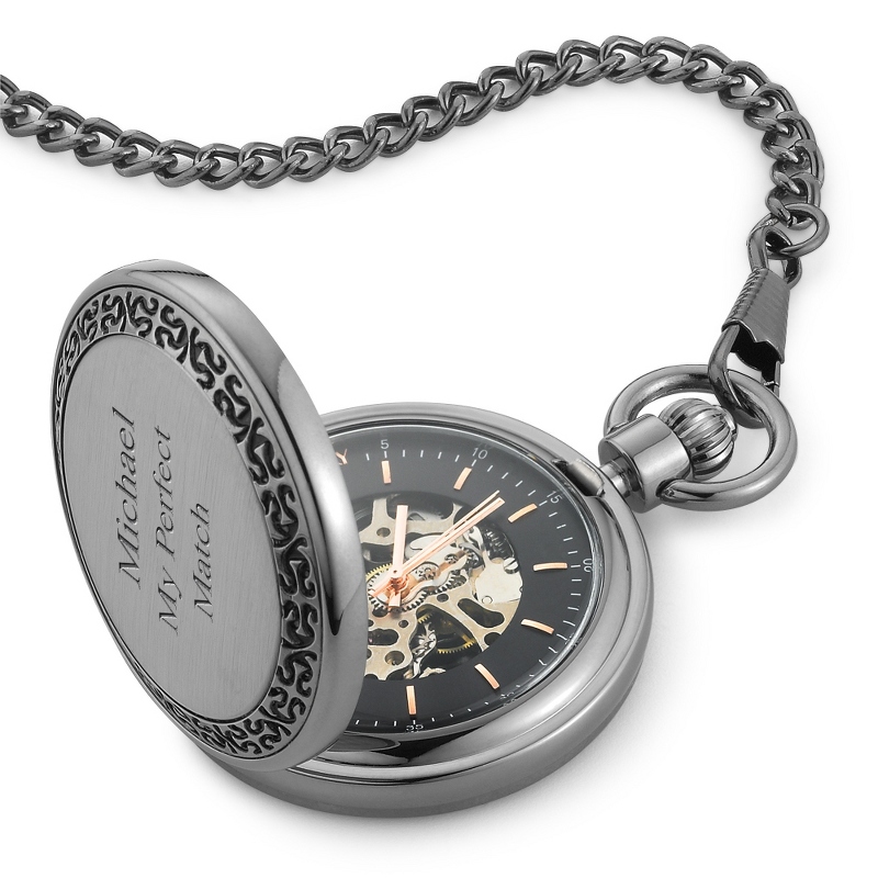 Image of Gunmetal Skeleton Pocket Watch