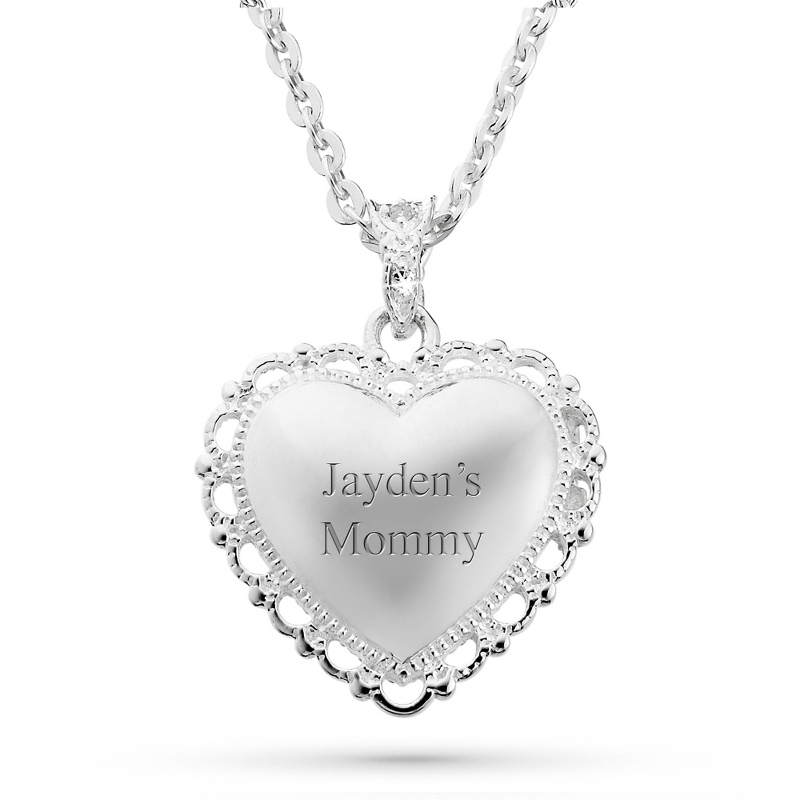 Image of Sterling Filigree Locket with Diamond Accent