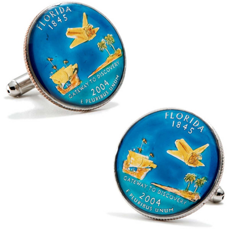 Image of Florida Hand-painted State Quarter Cuff Links