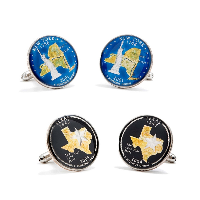 Image of Hand-painted State Quarter Cuff Links