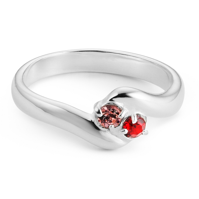 Image of Sterling Mothers 2 Birthstone Family Ring