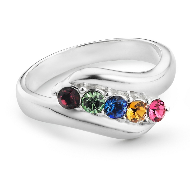 Image of Sterling Mothers Birthstone Family Rings