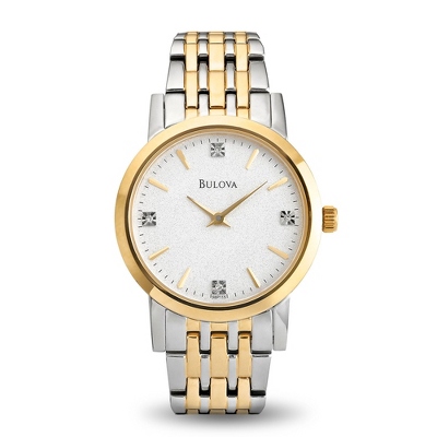 bulova women's two tone diamond watch